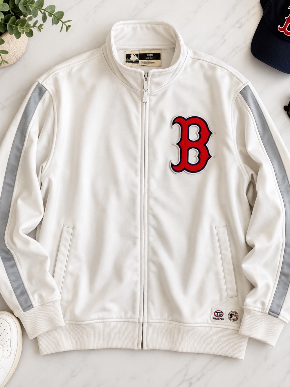 Boston Red Sox True Fan MLB White Full-Zip Track Jacket